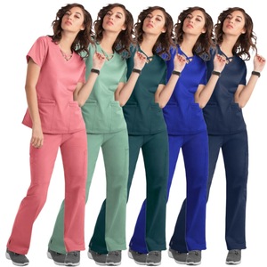 HZMNOI Women Scrub Suit Set Moisture Wicking Short Sleeve Hospital Uniform For Medical Staff - Product Image 1