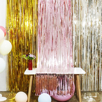3.2x6.6ft Latar Belakang Pesta Pernikahan Tirai Foil Rumbai Dekorasi Foto Bachelorette Tirai Dinding Ulang Tahun Baby Shower