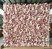 Toile de fond de mariage 8 pieds, décoration de scène, mur de fleurs artificielles en soie rose 5D réaliste fait main, panneaux personnalisés, respectueux de l'environnement