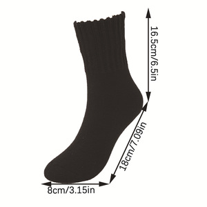 Chaussettes thermiques standard pour femmes, couleurs unies, très vendues en hiver, respirantes, en tricot, pas chères, 95% polyester, chaussettes chaudes en tissu éponge - Product Image 5