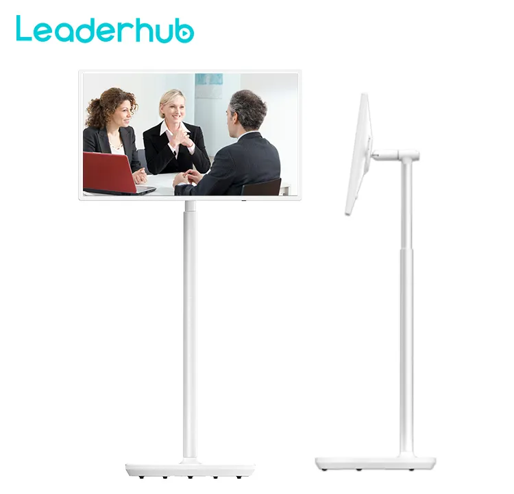 Leaderhub 21.5 27 32 "tekerlekler üzerinde taşınabilir dokunmatik ekran TV dokunmatik ekran Stand By Me monitör akıllı TV