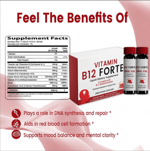 Suplemento Dietético Líquido con <span class=keywords><strong>Vitamina</strong></span> <span class=keywords><strong>B12</strong></span> Sabor Frambuesa, Haccp OEM, para Apoyo Energético, 10 Viales Bebibles - Product Image 2