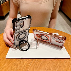 เคสใสแบบแม่เหล็กประดับคริสตัลเพชรเคลือบเงา สำหรับ Samsung S26 S24 S25 S23 S22 Ultra พร้อมฟิล์มกันรอยเลนส์ - Product Image 3