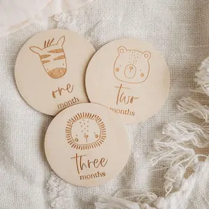 Circular Monthly Milestone Wood Crafts For Baby Laser Cut Wooden Decorative Wall Signs And Wooden Boxes