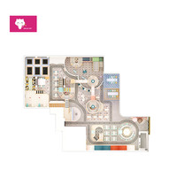 Station de jeu de rôle intérieure personnalisée en bois et acier sur le thème Hello Cat pour les fêtes d'anniversaire, les écoles, les centres commerciaux