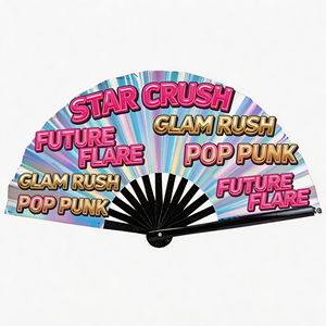 Abanico de mano plegable grande de bambú personalizado, con diseño de sombra, icónico, chino, pintado, Bye Rave, con impresión personalizada - Product Image 1