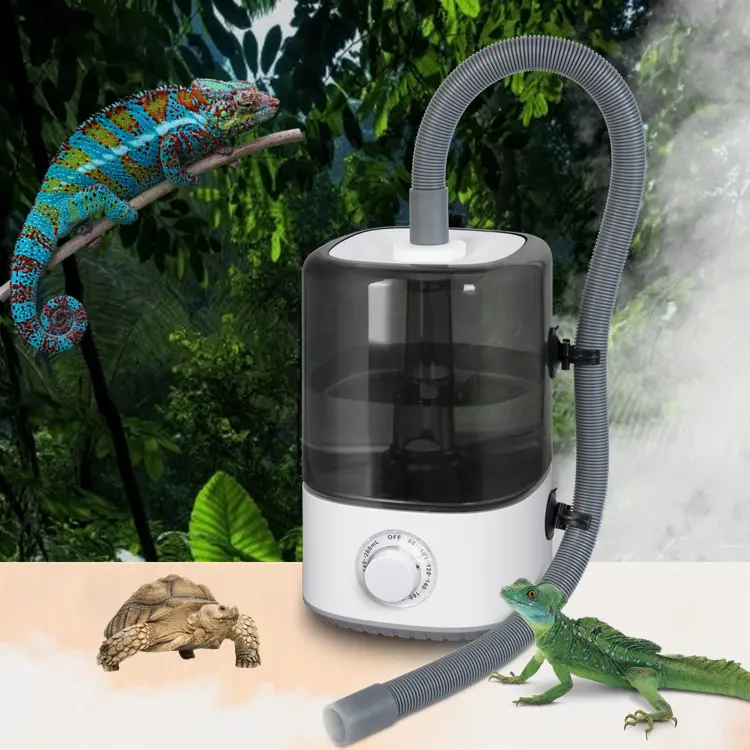 Reptile Humidifier With Extension Hose Amphibians Herps 4L Water Tank Rotary Knob Cool Mist Humidifier Lizard Turtles Snakes