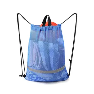Сверхмощная Сетчатая Сумка на шнурке для спортивного оборудования, сумка для хранения пляжного плавательного снаряжения, рюкзак, сумка для хранения в спортзале