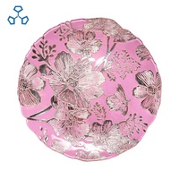 Assiettes de présentation en verre faites à la main, 13 pouces, roses, élégantes, écologiques, pour mariages, banquets, occasions spéciales et anniversaires