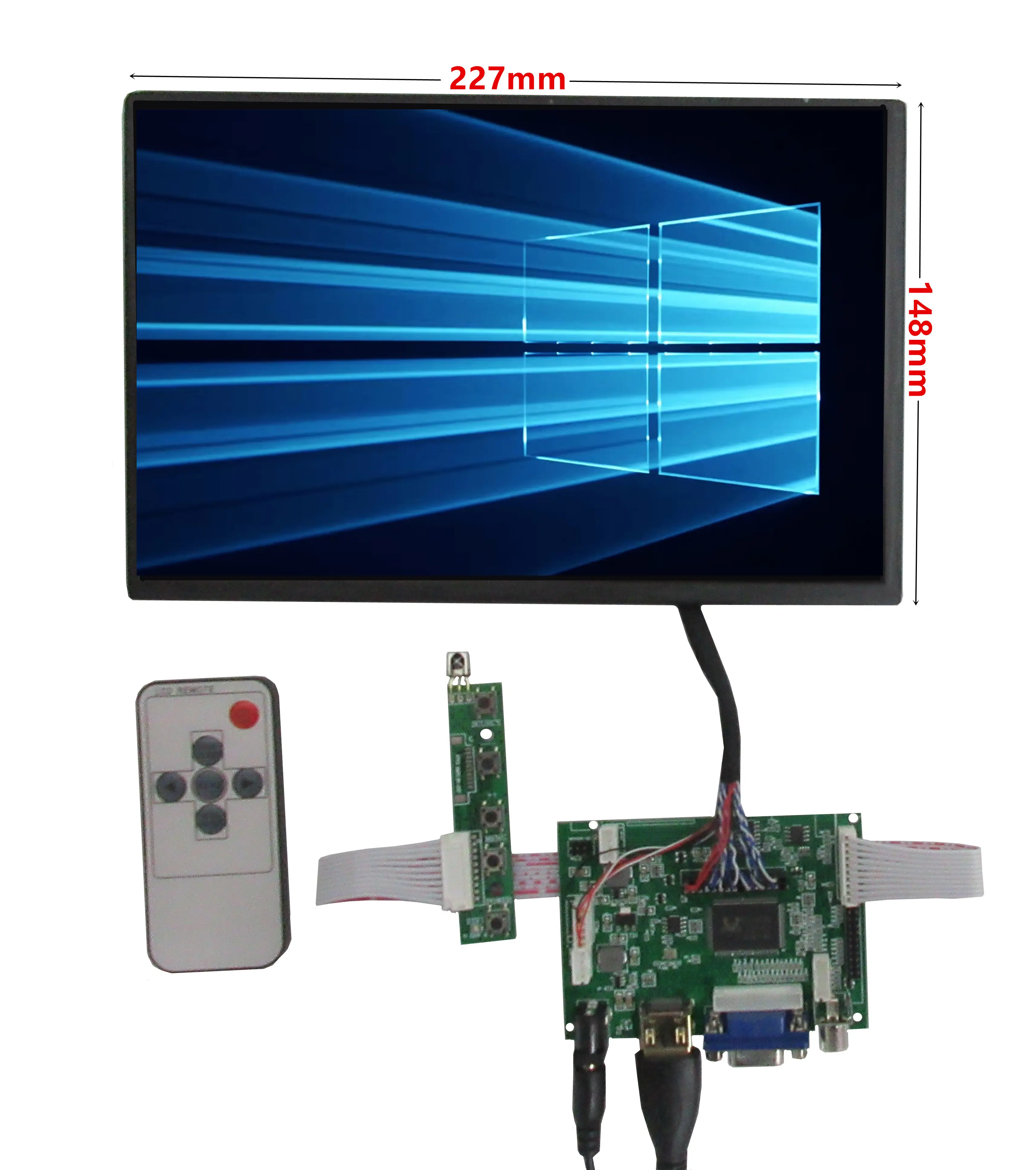 Tampilan Layar IPS 10.1 Inci 1280*800 Monitor LCD Kontrol Papan Driver Audio VGA Kompatibel HDM untuk Jeruk Raspberry Pi 1 2 3 4