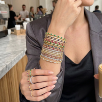 Bracelets empilables plaqués or 18 carats avec zircone cubique, bracelet multi-rangs pavé de cristaux CZ, bijoux colorés pour femmes