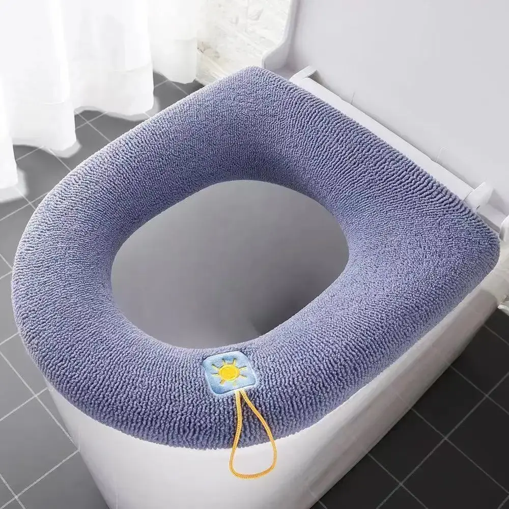 Winter Warm Toilet Seat Cover Thicken Closestool Mat Knitted Seat Cushion Washable O-shape Pad Bidet Cover Bathroom Accessories