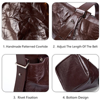 Sac seau en cuir vintage chic, souple et froissé, avec cordon de serrage, grande capacité, décontracté, pour le quotidien, avec bandoulière réglable