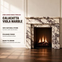 Contour de cheminée en marbre Calacatta Viola sculpté à la main, pierre naturelle, décoration de luxe pour salon intérieur, taille personnalisée pour villa, hôtel