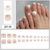 Lot de 24 faux ongles d'orteils Laisense à pression, couvrance totale, motif French Manucure et dégradé, en acrylique pré-dessiné
