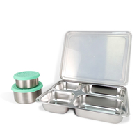 Sauce en silicone écologique réutilisable petit bol à déjeuner conteneur plateau à déjeuner en acier inoxydable assiette à dîner plateau pour cantine