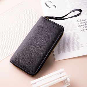 Nouveau sac à fermeture éclair motif litchi carte sac portefeuille 2-en-1 femmes Style Long haut de gamme et exquis sac à main - Product Image 6