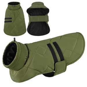 플리스 방수 보온 중형견 코트 자켓 겨울 방풍 패딩 애견 의류, 캠핑 산책용 하네스 구멍 포함 - Product Image 3