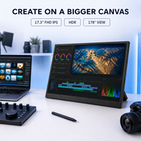 Moniteur portable 17,3 pouces pour la création de contenu, FHD IPS HDR 1080P, deuxième écran avec double port Type-C, moniteur de jeu
