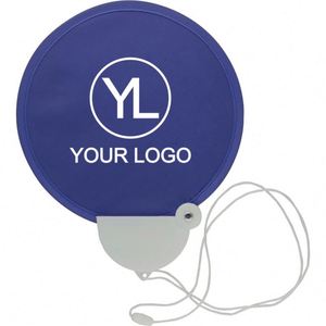 Abanico Plegable Promocional con Logotipo Personalizado, Abanico de Mano Redondo de Nailon Plegable con Cordón - Product Image 1