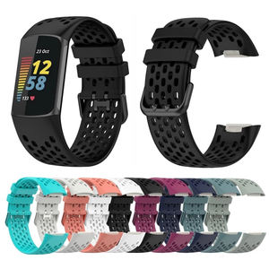 Bracelet de Sport de couleur unie pour <span class=keywords><strong>Fitbit</strong></span> Charge 5, <span class=keywords><strong>Style</strong></span> nid d'abeille, trous respirants, Bracelet de <span class=keywords><strong>montre</strong></span> en Silicone - Product Image 1