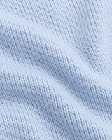 Pull en tricot personnalisé pour femme, col rond, bordure côtelée rayée, coupe courte, bleu clair marine, style preppy, manches longues, service ODM