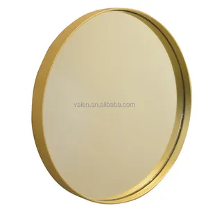 Espejos decorativos con marco de oro pulido para dormitorio, decoración de pared redonda