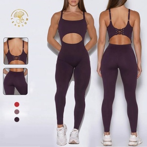 Combinaison de <span class=keywords><strong>sport</strong></span> pour <span class=keywords><strong>femme</strong></span>, dos nu, extensible dans les quatre sens, douce, pour le yoga, la gym, l'entraînement et la course, grandes tailles - Product Image 1