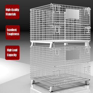 अनुकूलित भारी शुल्क धातु फोल्डेबल भंडारण पिंजरे कैस्टर शीर्ष कवर औद्योगिक गोदाम रसद कार्गो भंडारण उपकरण - Product Image 3