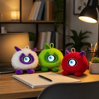 Breloque de sac interactive IA en peluche pour enfants, adorable porte-clés en peluche avec yeux mobiles, en peluche Minky douce, 14 cm, cadeau