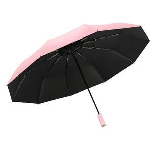 Automatic 10-Bone Black Rubber Sunscreen Folding Dual-Use Sun & Rain UV Protection Wholesale <b>Umbrella</b> - Product Image 1