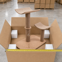 Árbol para Gatos Pequeño de Corcho, Diseño de Doble Poste en Forma de Media Luna con Postes Rascadores Corrugados, 405 x 610 x 690 mm, para Gatos de Interior