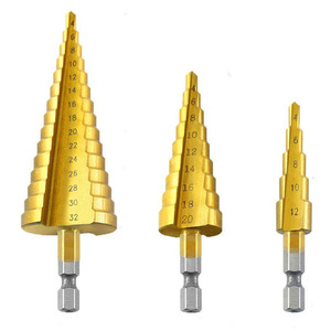 Hexagon Shank HSS Wood Metal Drilling Titanium <b>Step</b> <b>Drill</b> Bits HS-BT03 Hs-bt03 <b>Step</b> <b>Drill</b> Bit Titanium - Product Image 2