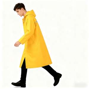 Capa de Chuva Personalizada de PVC Amarelo de Alta Resistência Impermeável para Caminhadas Industrial Longa - Product Image 3