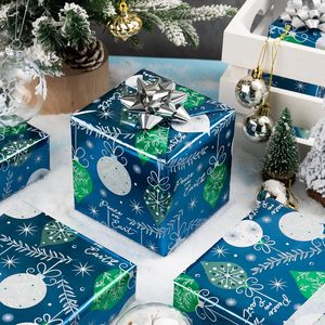 Christmas Wrapping <b>Paper</b> Holiday Wrapping <b>Paper</b> Navy <b>blue</b> snowflake pattern wrapping <b>paper</b> - Product Image 2