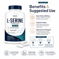 Cápsulas de L-Serina Clean Label Veganas, Sin GMO, Sin Gluten, Aminoácidos para la Nutrición, Bienestar Cerebral y Nervioso, Rutina Diaria, Línea de Suministro OEM