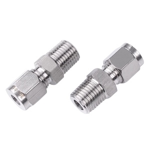 Uniones de tubo tipo virolas de acero inoxidable con rosca para conexión media conector adaptador recto SS304 adaptador de rosca macho - Product Image 1