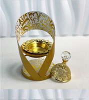 Lampe à parfum géométrique en céramique dorée, porte-encens, encensoir, bois de santal, graines d'anis étoilé, senteurs essentielles, décoration de réception de mariage