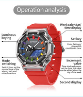 Montre SANDA pour homme 3341, sport, étanche 50 m, horloge numérique LED, montre-bracelet pour homme, Reloj, double affichage, montres à quartz multifonctionnelles