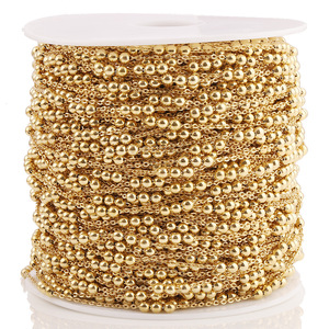 Collar de Cadena de Acero Inoxidable con Cuentas, Chapado en Oro de 18k, Forma de Bola, Joyería Unisex para Gargantilla, Accesorio de Moda - Product Image 1