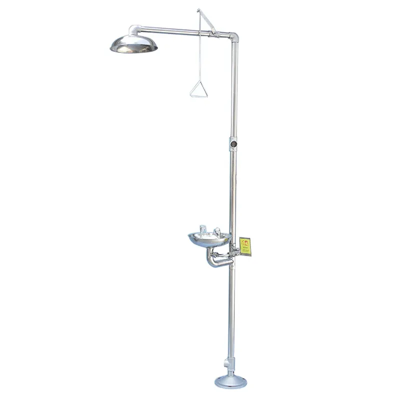 The lab Ground fixed vertical Double Sprinkler outlet 304 stainless steel ABS coating emergency rinse eye station