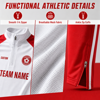 Ensemble de survêtement de football personnalisé à manches longues avec fermeture éclair quart de tour, blanc et rouge, uniforme d'équipe sublimé, OEM ODM, faible MOQ