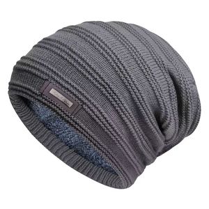 Bonnet en laine tricoté épais doublé polaire pour homme, style coréen, avec lettres, idéal pour le ski et les sports de plein air, collection automne-hiver - Product Image 2