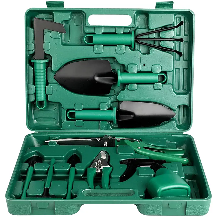 Customized Portable Garden hand Tools Set Gardening Tools for Home useful green Garden Tool Set With Carrying Case