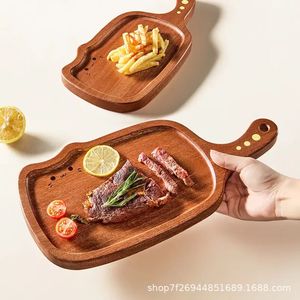 Plateau en bois Yilan, forme de chat, en bois massif avec poignée, pour servir des desserts, pour les fêtes, les restaurants - Product Image 5