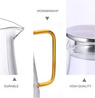 Carafe en verre borosilicate côtelée avec couvercle pour la maison et la cuisine, idéale pour jus, thé glacé et autres boissons, avec tasse incluse