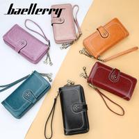 Baellerry dropshipping mode multifonction long embrayage nouveau design dames sac à main femme cire PU cuir portefeuille femmes