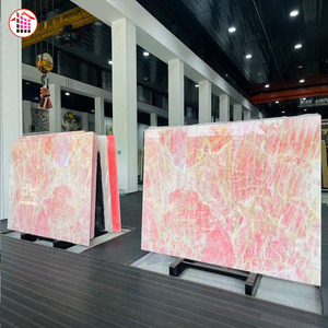 Dalle d'onyx rose naturel poli, translucide, grand format, marbre rose de luxe pour décoration murale et comptoir - Product Image 4