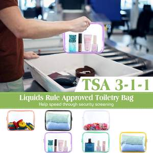Neceser transparente Bolsa <span class=keywords><strong>de</strong></span> maquillaje cosmético aprobada por la TSA Bolsa <span class=keywords><strong>de</strong></span> viaje para llevar bolsas compatibles con la aerolínea del aeropuerto para mujeres y hombres - Product Image 2
