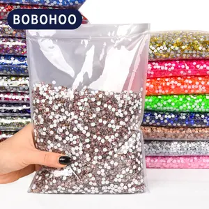 BOBOHOO人気のガラスビーズヒョウとメラミン100グロスバルクバッグクリスタルノンホットフィックスラインストーンダンスドレス用